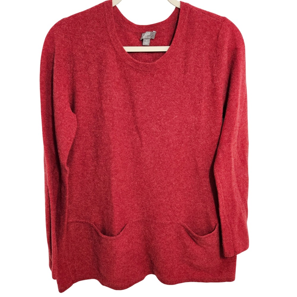 J. Jill Italian Yarn Wool Cashmere Knit Tunic Sweater Jumper Pockets Relaxed M
